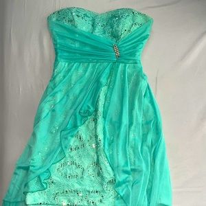 Aqua Event Dress with high-low design